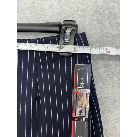 BBJ Los Angeles Women's Wide Leg Pants Blue White Pin Striped Cuffed Hem Small - Picture 7 of 13